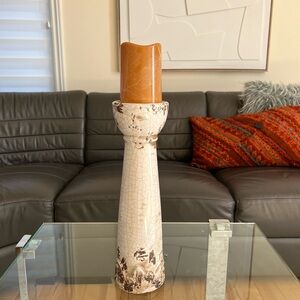 Ceramic cracked effect swirly ombré vibe candle holder